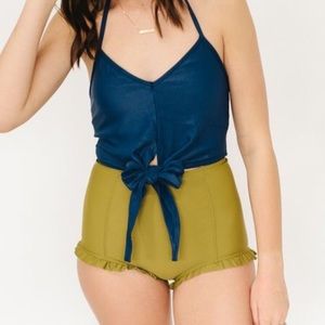 Kortni Jeane Olive Ruffled Bottoms Large